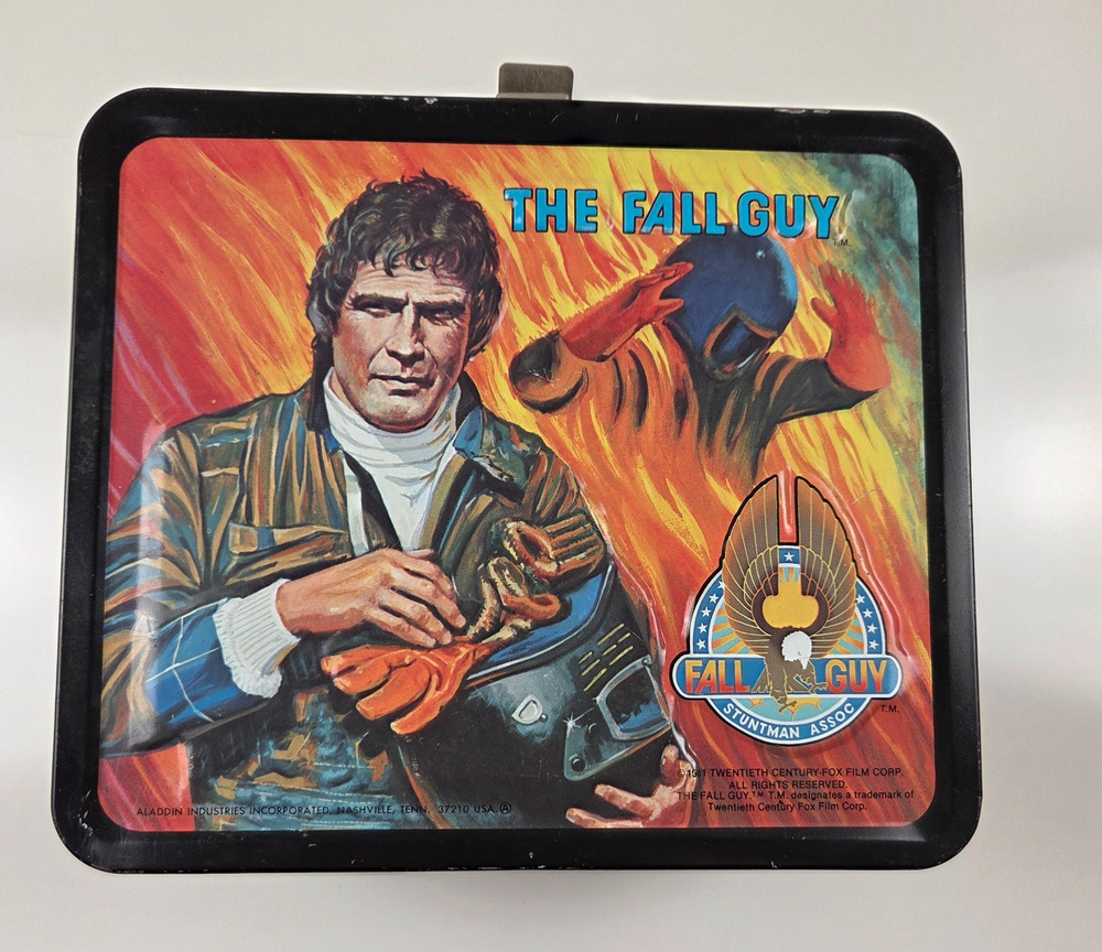 Vintage 1981 The Fall Guy Metal Lunch Box Thermos Aladdin Lee Majors